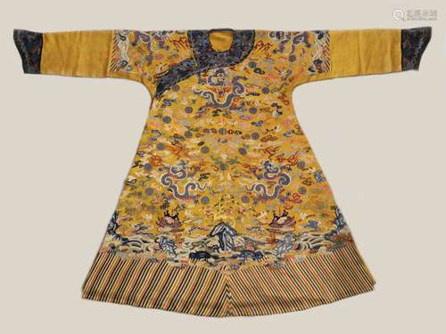 A Yellow Ground Kesi Dragon Robe