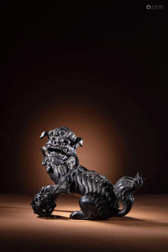 A Parcel Gilt Bronze Lion Censor, Qing Dynasty