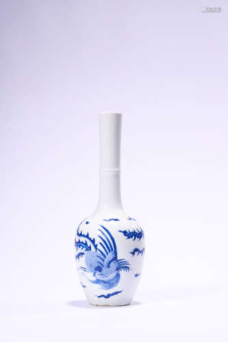A Blue and White Phenix Vase, Kangxi Mark