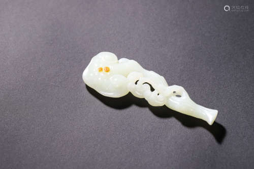 A Carved White Jade Ruyi