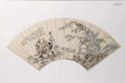 A Painted Fan, Signed Wang Kai