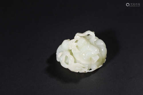 A Finely Carved White Jade Child Covered Box