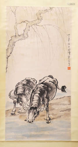 A Chinese Painting, Signed Xu Beihong with Photo and a Certi...