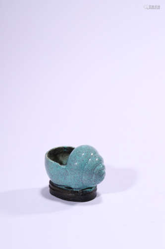 A Conch Shell Shaped Jun Type Glazed Waterpot, Qing Dynasty