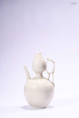 A Carved Double Gourd Teapot