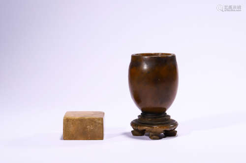 A Hardstone Seal and A Jade Cup, Republic Period