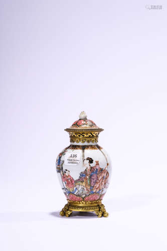 A Famille Rose Double Vase, Qianlong Period, Qing Dynasty
