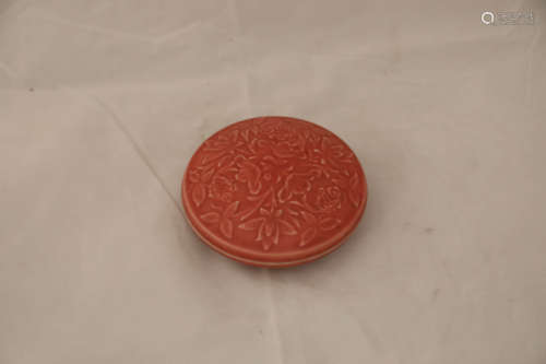 A Moulded Underglazed Copper Red Cover Box