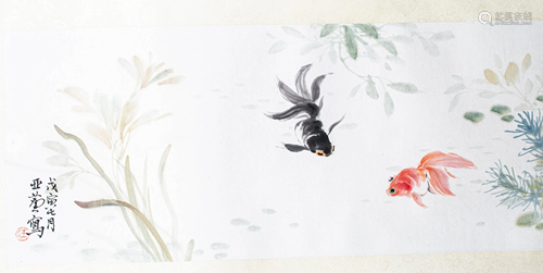 WANG YA ZHU GOLDFISH CHINESE PAINTING