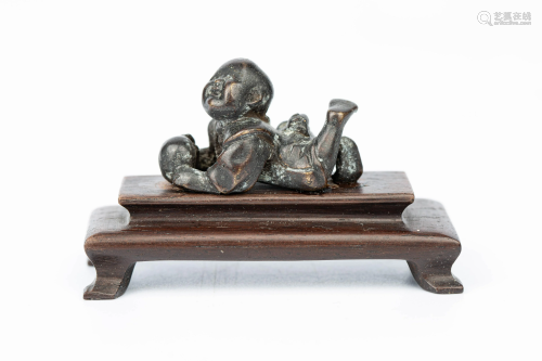 LATE QING OR REPUBLIC OF CHINA COPPER INFANT FIGURE