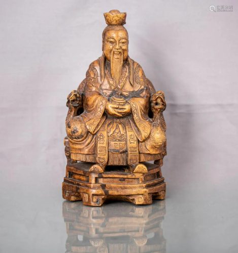 20TH CENTURY HUANG YANG WOOD TAOISM FIGURE