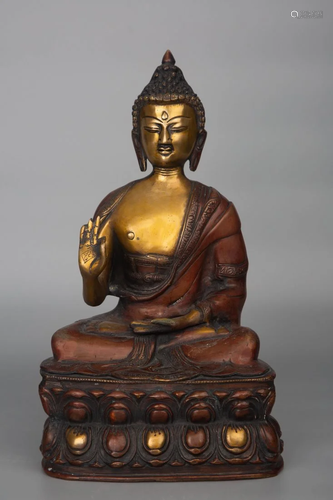 LATE QING DYNASTY BRASS BUDDHA FIGURE STATUE