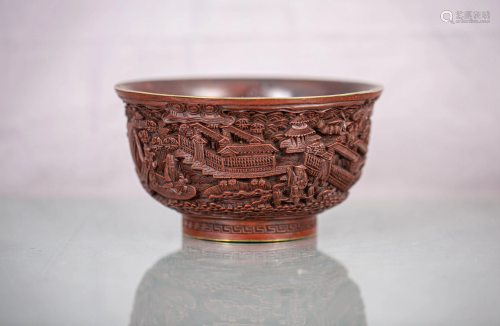 20TH CENTURY CARVED LACQUER BOWL