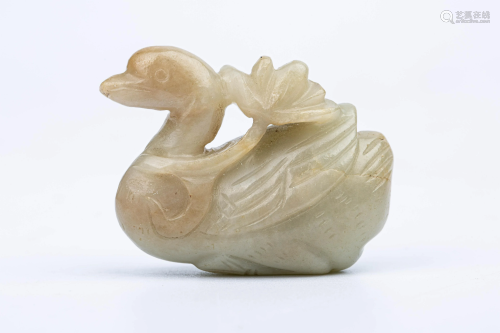 JADE LOTUS AND MANDARIN DUCK ORNAMENT