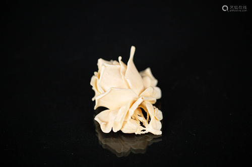 BONE CARVED ROSE BROOCH