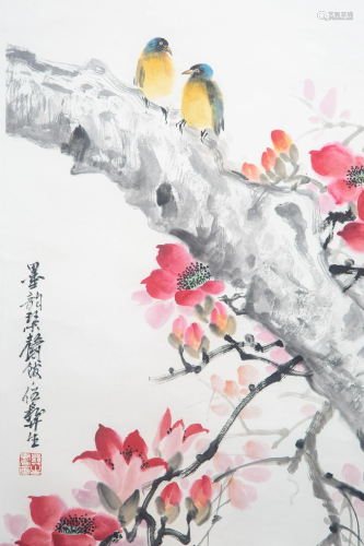 WU MI SHENG BIRDS AND FLOWERS CHINESE PAINTING