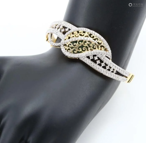 14 K Yellow Gold IGI Cert. Designer Diamond Bracelet