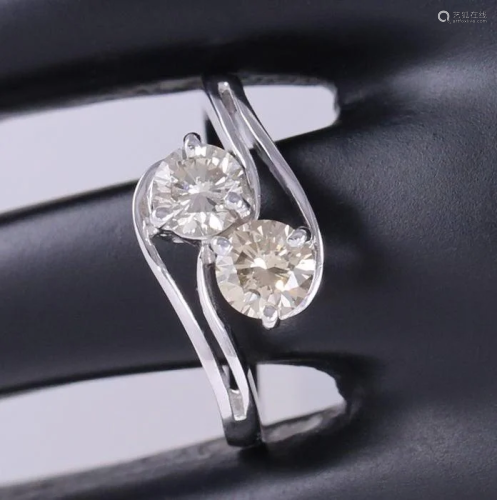 14 K White Gold IGI Certified 2 Solitaire Diamond Ring