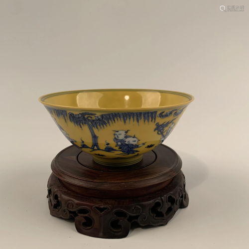 Chinese Yellow Glaze Bowl with a Chenghua Mark
