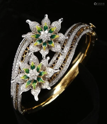 14 K/585 Yellow Gold IGI Cert Designer Diamond Bracelet