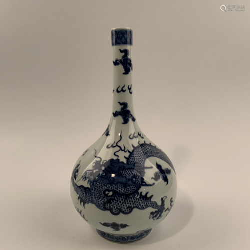 Chinese Blue and White Dragon Bottle