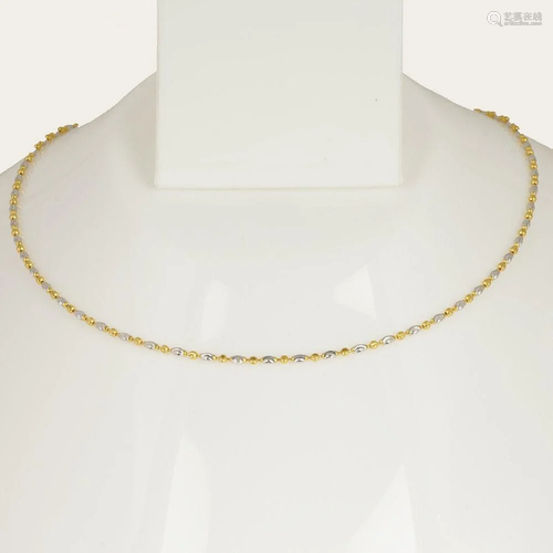 18 K/750 Hallmarked Yellow & White Gold Chain Necklace