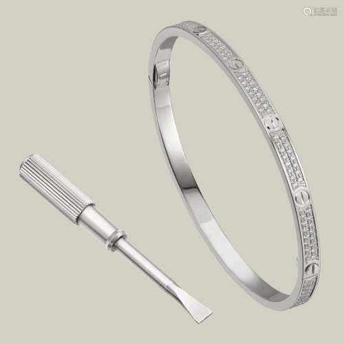 14K White Cartier Style Diamond Bracelet & screwdriver