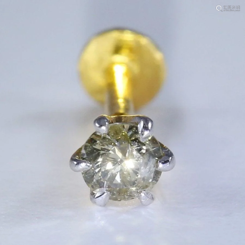 14 K Yellow Gold Diamond Ear Stud / Nose Pin