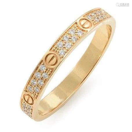 18 K / 750 Yellow Gold Cartier Style Diamond Band Ring