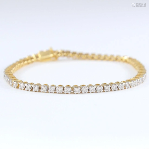 14 K Yellow Gold Tennis Bracelet with Diamonds