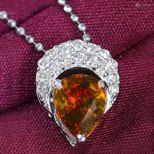 14 K / 585 IGI Alexandrite & Diamond Pendant Necklace