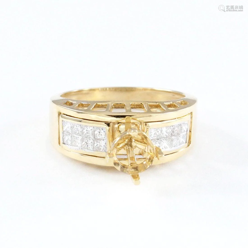 14 K Yellow Gold Diamond Ring - Center stone unmounted