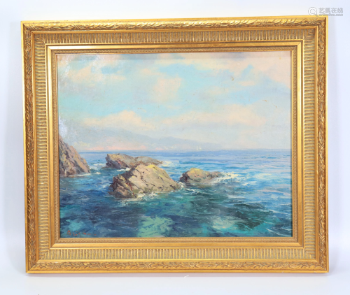 Impressionistic Seascape; Oil on Canvas Board