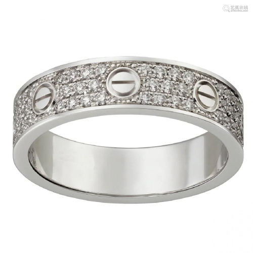 18 K White Gold Cartier Style Love Wedding Band Ring