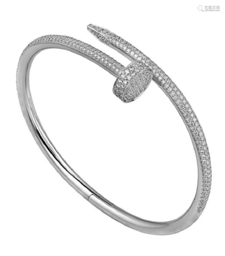 14K White Gold Cartier Style Nail head Diamond Bracelet