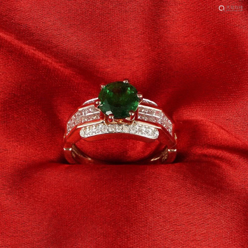 14 K / 585 Rose Gold Tsavorite & Diamond Ring