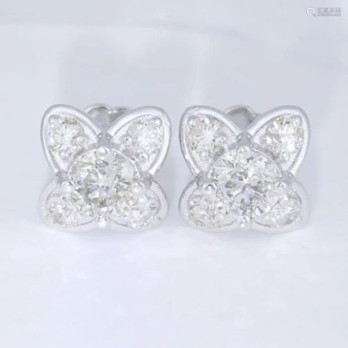14 K White Gold Exclusive Solitaire Diamond Earrings