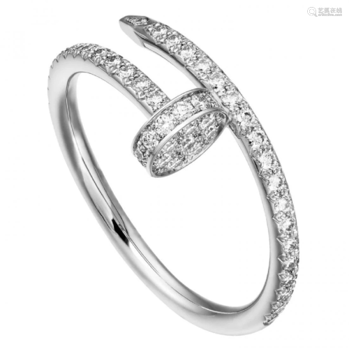 14 K White Gold Cartier Style Nail head Diamond Ring