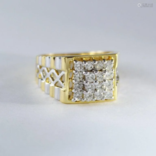 14 K / 585 Yellow Gold Men's Diamond Ring