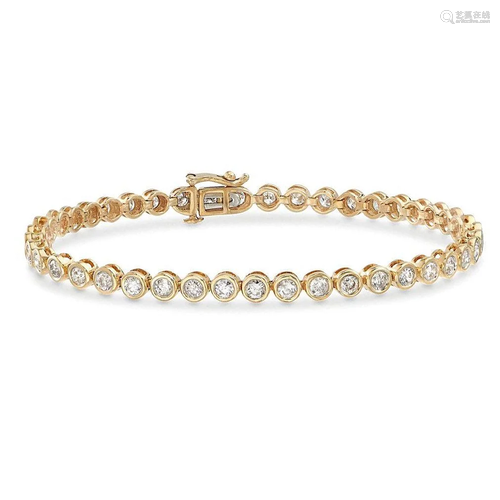 14 K / 585 Yellow Gold Tennis Bracelet with Diamonds