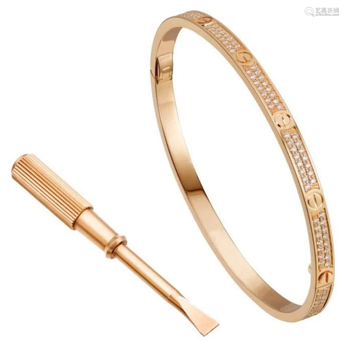 14K Rose Cartier Style Diamond Bracelet & screwdriver