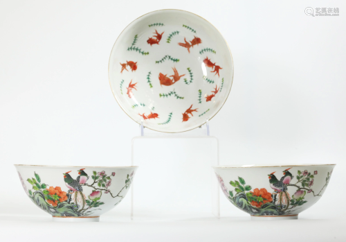 3 Chinese 19 C Enameled Porcelain Bowls