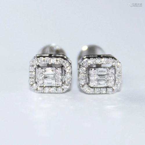 14 K / 585 White Gold Diamond Earring Studs