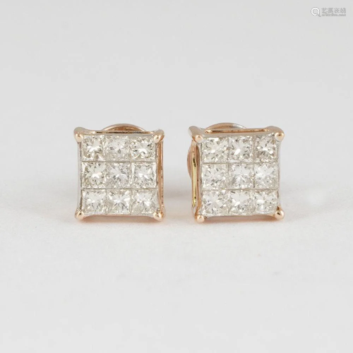 14 K / 585 Rose Gold Diamond Earring Studs