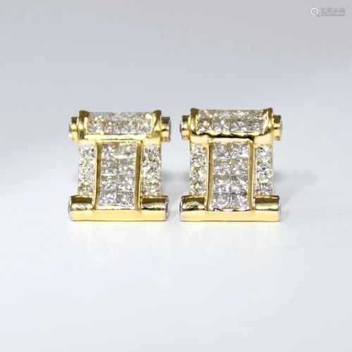 14 K / 585 Yellow Gold Diamond Earring Studs