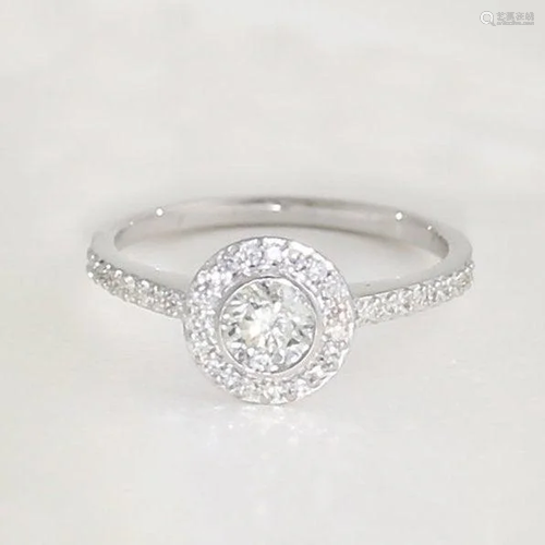 14 K White Gold IGI Certified Solitaire Diamond Ring