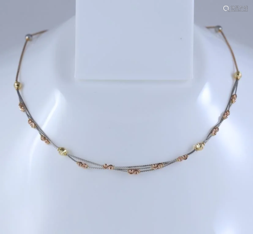 18 K / 750 Hallmarked Rose & White Gold Chain Necklace