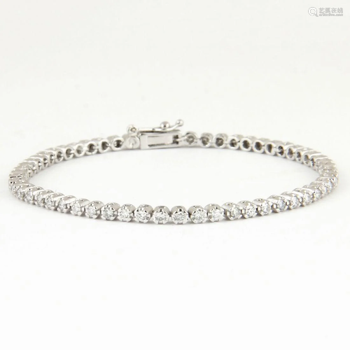 14 K / 585 White Gold Tennis Bracelet with Diamonds