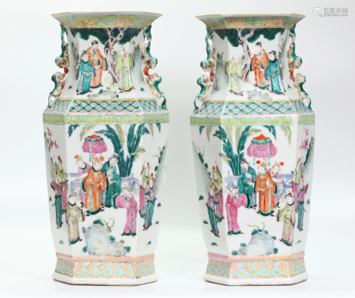 Mirror Pr Chinese Rose Porcelain Hexagon Vases