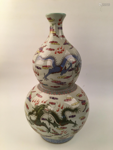 Chinese Famille Rose Dragon Vase